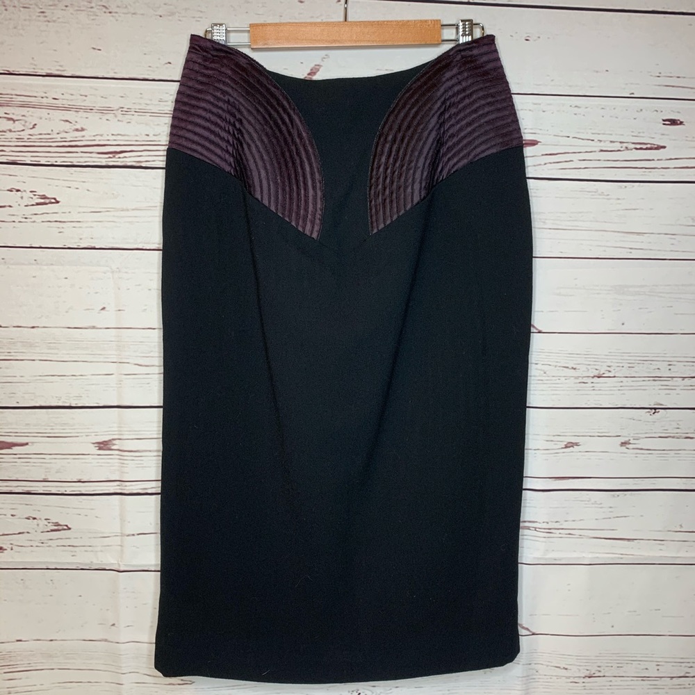 Vintage | High Waist Knee Length Wool Skirt - Picture 6 of 7
